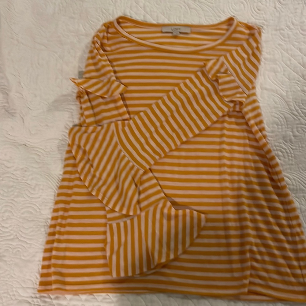 Mustard and White striped Loft top - Medium